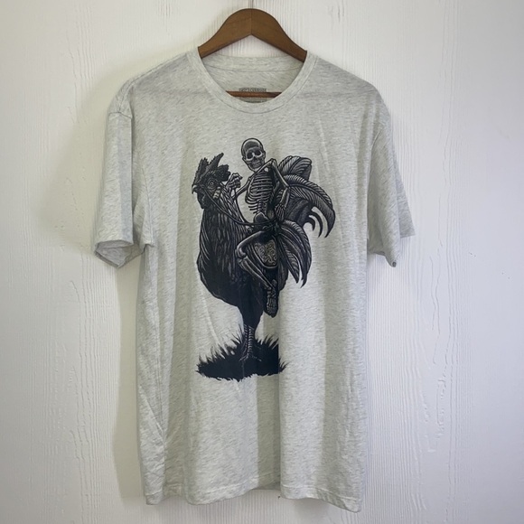 Curbside - Skeleton Riding A Rooster Short Sleeve T Shirt Size Large - Picture 6 of 9